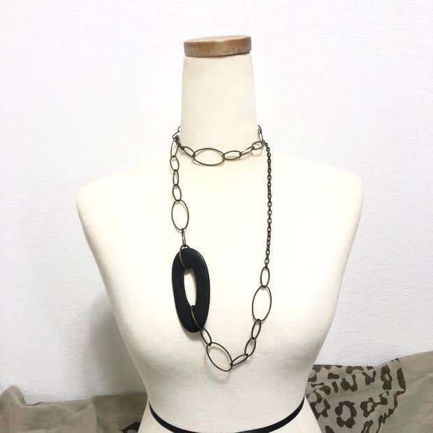 빈티지 앤틱 골드 블랙 써클 롱목걸이 오리엔탈 그런지 페어리 긱시크