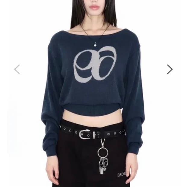 새상품 ason 애즈온 보트넥 니트 블루그린