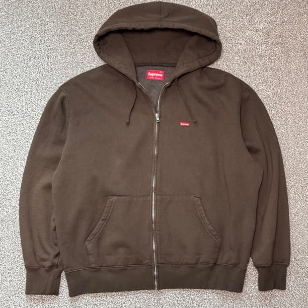 [M] 슈프림 스몰 박스 집업 후드 스웨트셔츠 다크 브라운