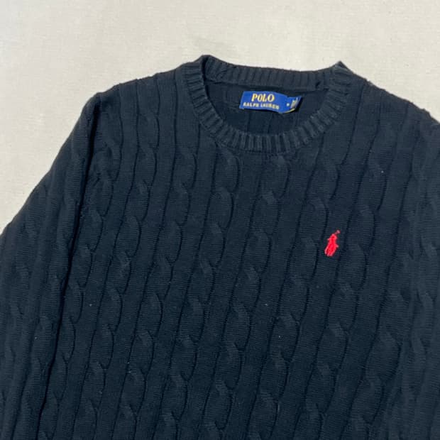 M 폴로랄프로렌 코튼 케이블 블랙 니트