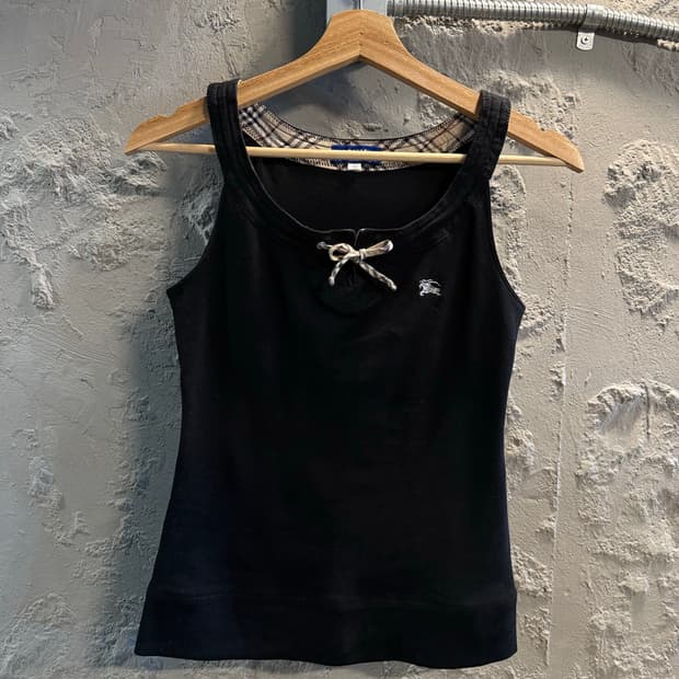 38 버버리 BURBERRY 런던 체크 리본 슬리브리스 블랙