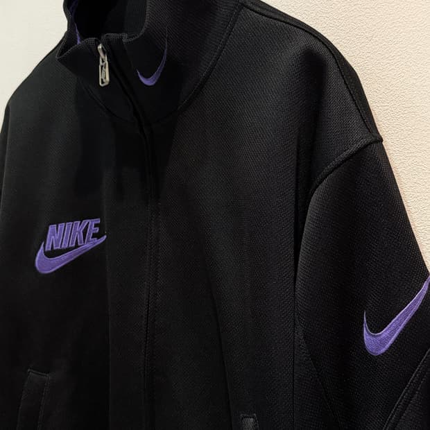 90's NIKE 나이키 퍼플 스우시 포인트 블랙 트랙 재킷
