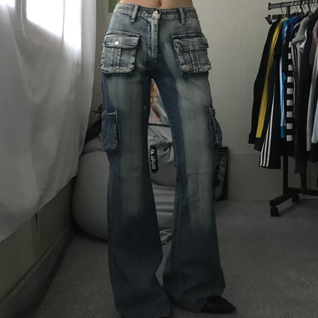 빈티지 워싱 부츠컷 데님팬츠