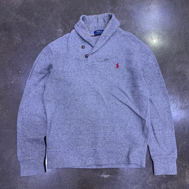 폴로 랄프로렌 클래식 숄카라 니트 스웨터 그레이 가디건 S