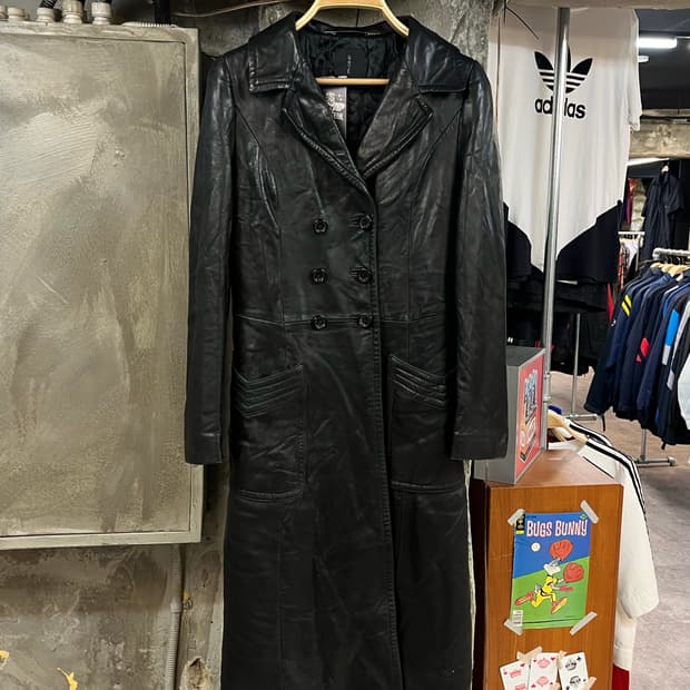 빈티지 양가죽 레더 롱코트 블랙 #csz2636