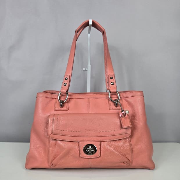 COACH 코치 캐리올 가죽 사첼백 가방 빈티지 숄더백 피치 핑크 Y2K