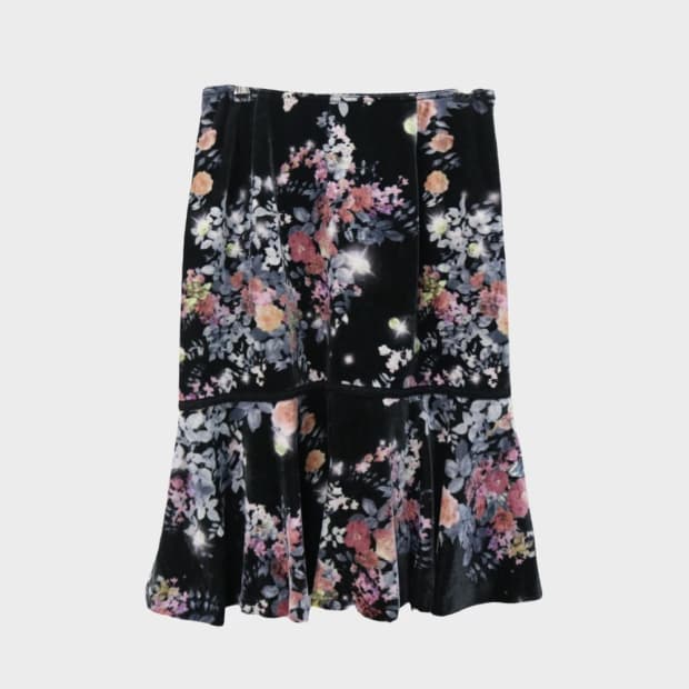 LYON 플라워 패턴 벨벳 미디스커트 60524