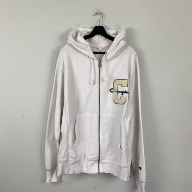 챔피온 리버스 위브 풀 집 후디 C로고  M