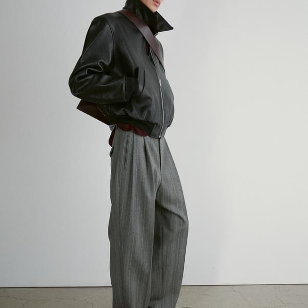 렉토 24FW 브로큰 헤링본 투턱 와이드핏 팬츠 그레이