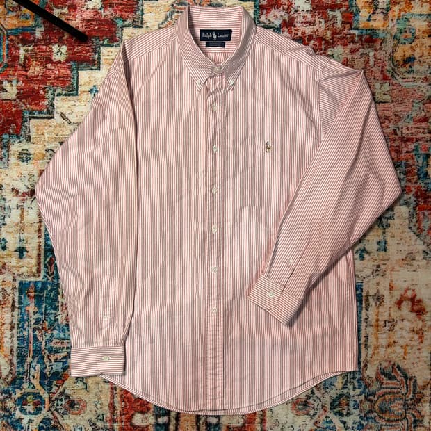 [XL] 폴로 랄프로렌 스몰포니 핑크 스트라이프 셔츠
