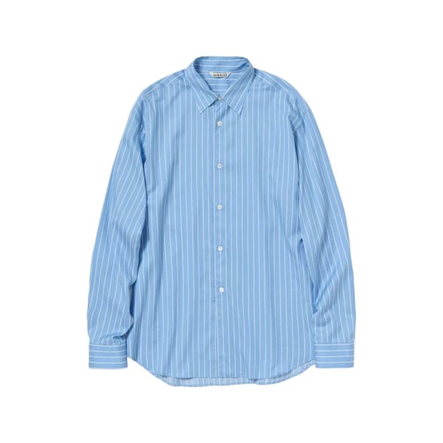 (4) 오라리 코튼 실크 스트라이프 셔츠 (SAX BLUE STRIE)