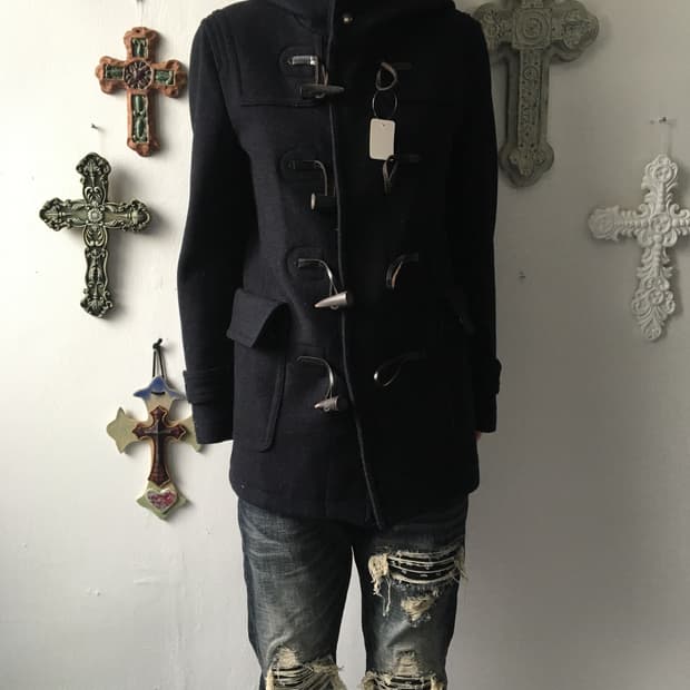 Duffle button hood coat