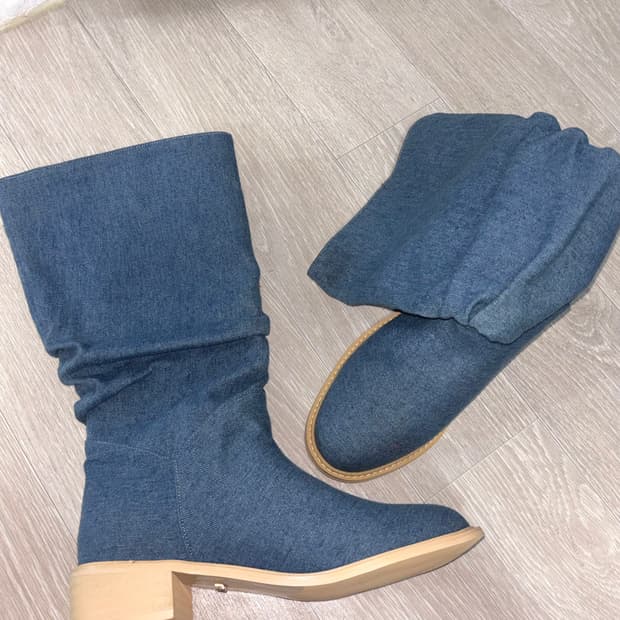 데님 셔링 부츠