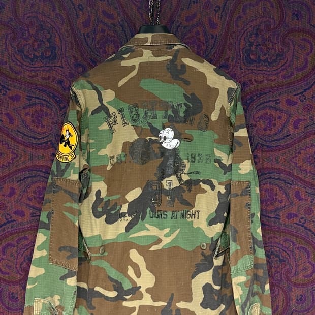 미군 bdu 우드랜드 펠릭스 더 캣 프린팅 커스텀 자켯