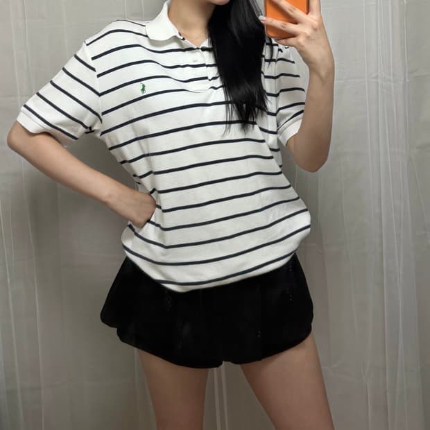 폴로 랄프로렌 스트라이프 카라 반팔 PK 티셔츠