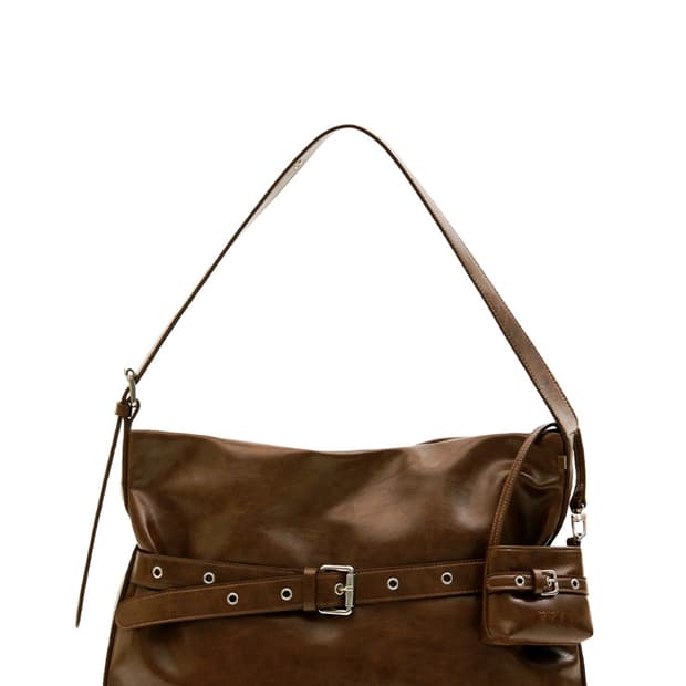 vvv 버클 호보 숄더 크로스백 브라운