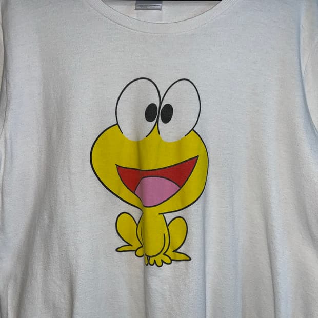 90s ~ 00s 일본 빈티지 캐로피 개구리 캐릭터 프린팅 반팔 티셔츠