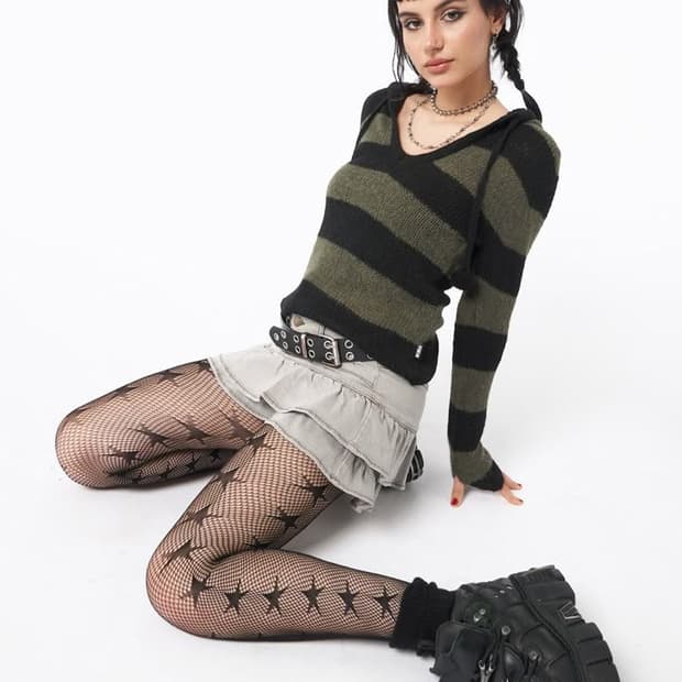 FOREST STRIPES HOODED KNIT JUMPER