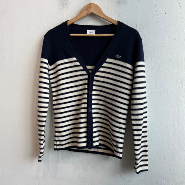 라코스테 여성 스트라이프 퓨어울 가디건 3