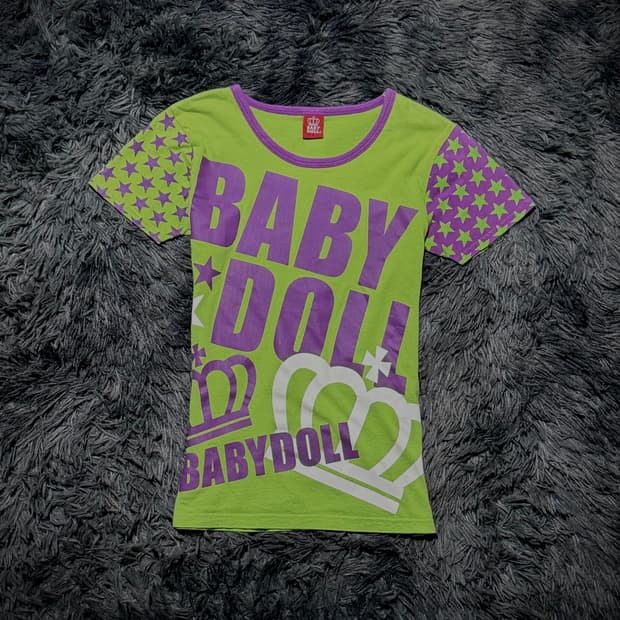 BABY DOLL 멀티컬러 크라운 프린팅 레터링 반팔 티셔츠