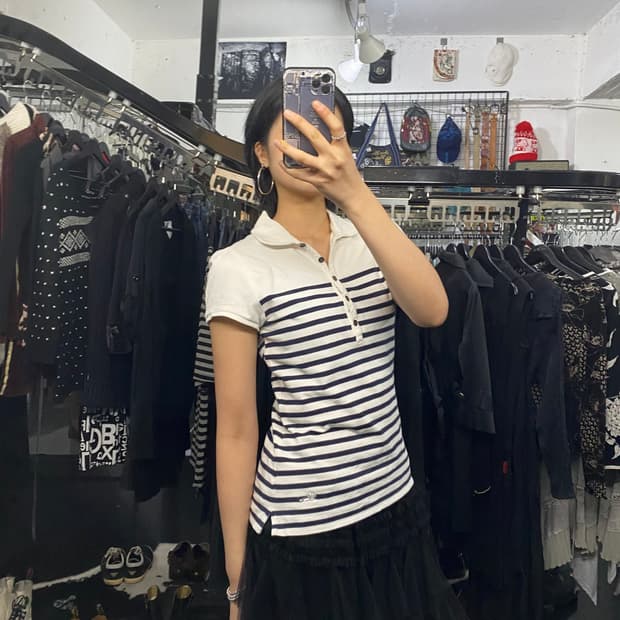 Burberry 스트라이프 프레피 반팔티셔츠