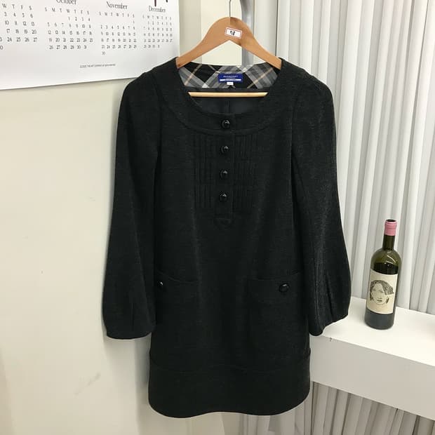 버버리 로고 울 긴팔 원피스