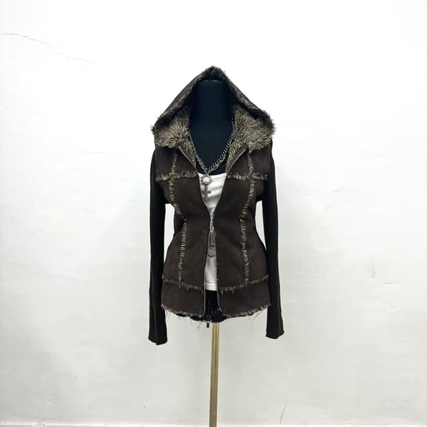 Crossline fur hood jacket