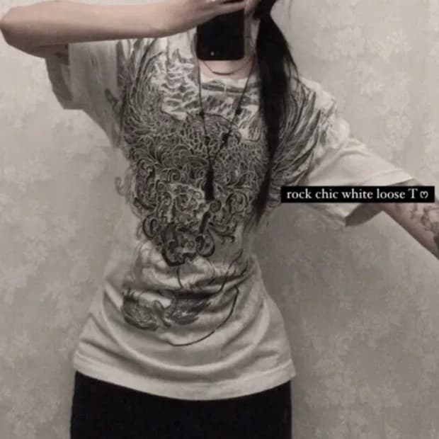 Rock chic white loose T