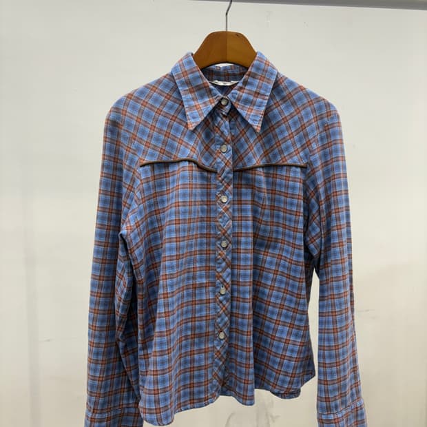 웨스턴 크롭 체크셔츠