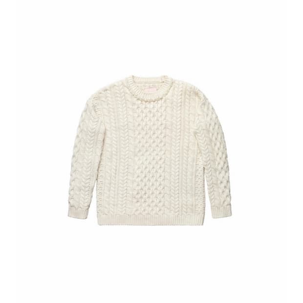시몬 로샤 x H&M 진주 케이블 니트 코튼 스웨터