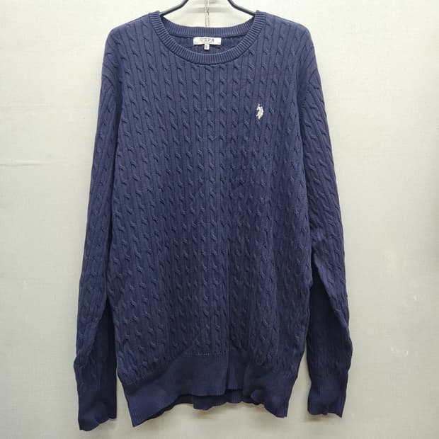 US폴로 케이블 로고 케이블 니트 3XL(2XL)