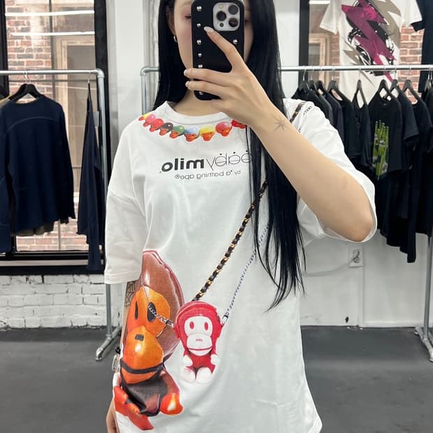 베이프 마일로 페이크 프린트 티셔츠