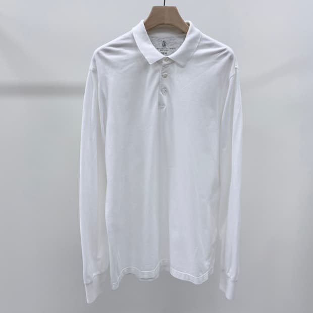 [A+급/2XL] 브루넬로 쿠치넬리 긴팔 폴로 카라티 화이트