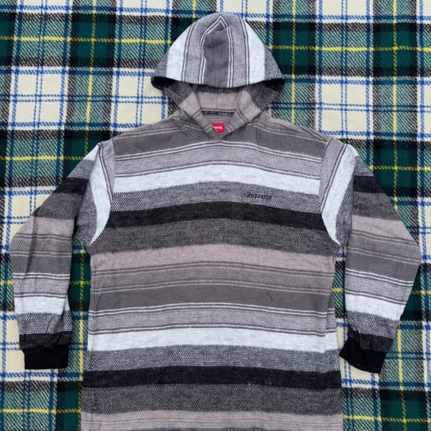 18FW 슈프림 니트 스트라이프 후드 롱슬리브 탑