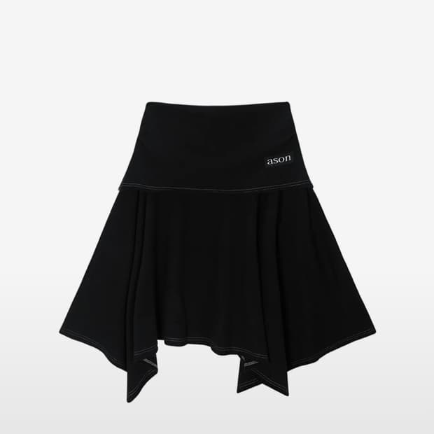 애즈온 레나 언발란스 레이어드 스커트 블랙