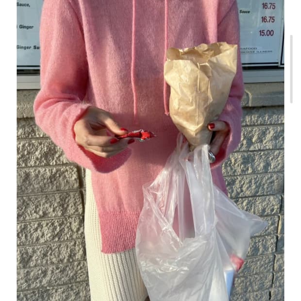 새옷 위꼬모 알로하 모헤어 후드 니트 풀오버