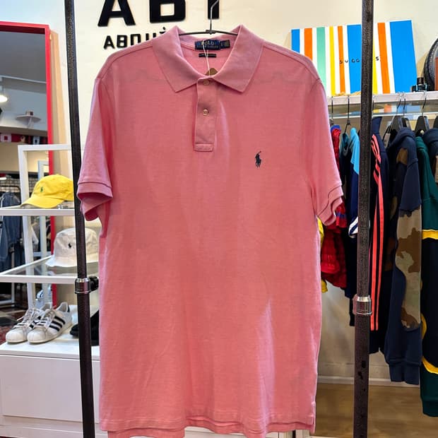 폴로 랄프로렌 커스텀 슬림핏 반팔 카라티 핑크 L
