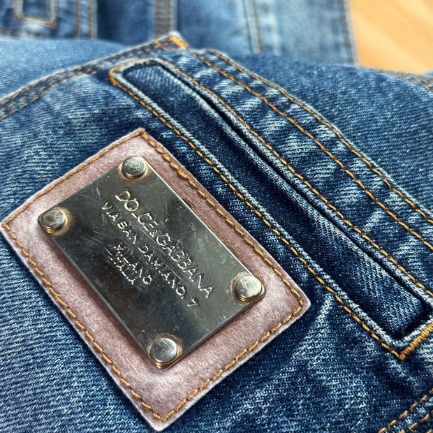 돌체앤가바나 정품 실버 플레이트 빈티지 중청 스트레이트 데님