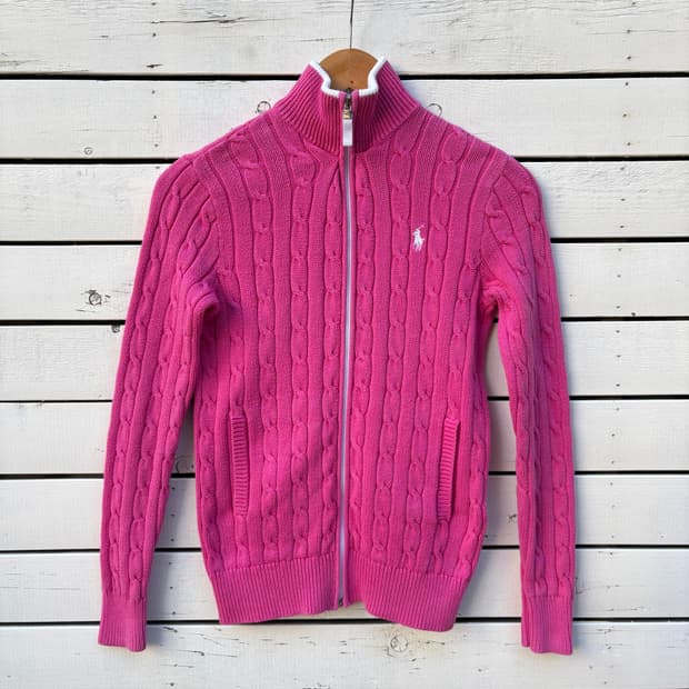 Polo 폴로 케이블 꽈배기 니트 집업