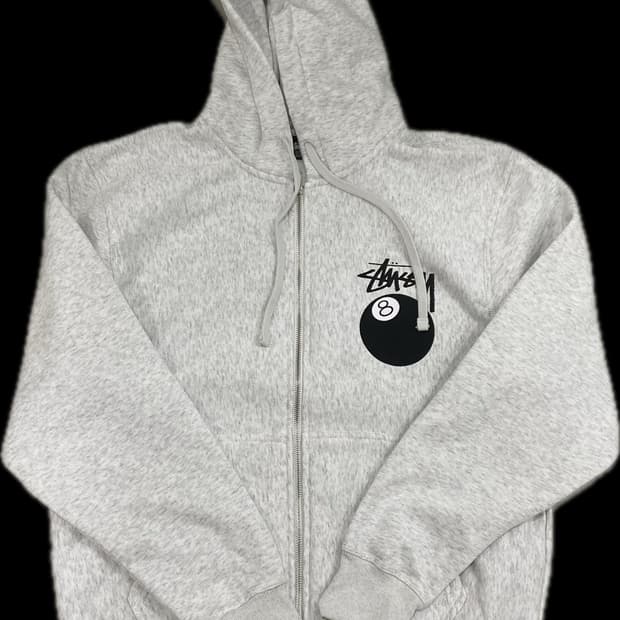 Stussy 8ball Zip Hoodie Ash Heather