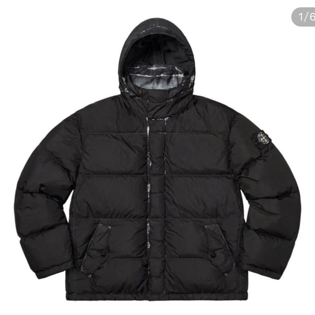 (L) 20FW 슈프림 x 스톤아일랜드 크링클랩스 다운 패딩 블랙