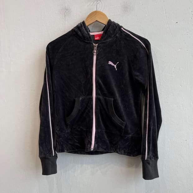 PUMA 퓨마 재팬 핑크로고 벨벳 후드집업 우먼즈