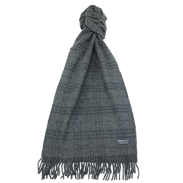 MX239 버버리 애쉬그레이 체크 캐시미어 빅 목도리 머플러