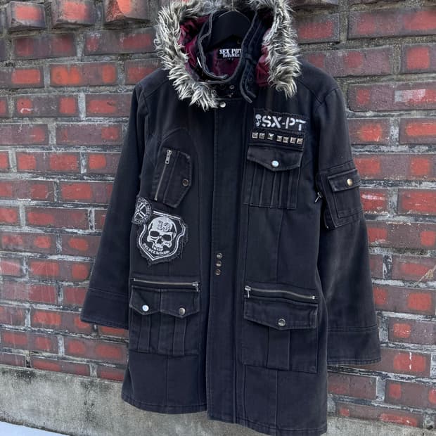 sexpot revenge 고딕 펑크 퍼 후드 자켓 
