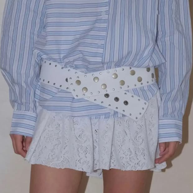 폴리수엠 멀티 스터드 벨트 화이트