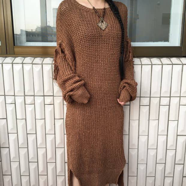 Fringe ponit knit onepiece