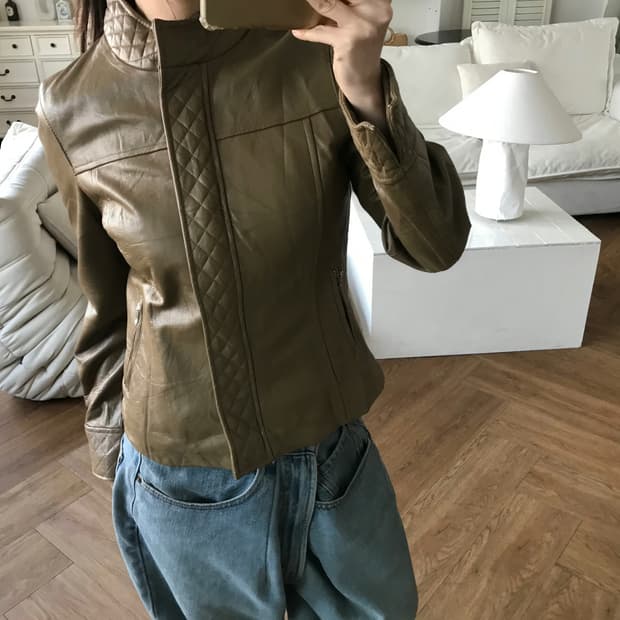 vintage zip-up leather jacket