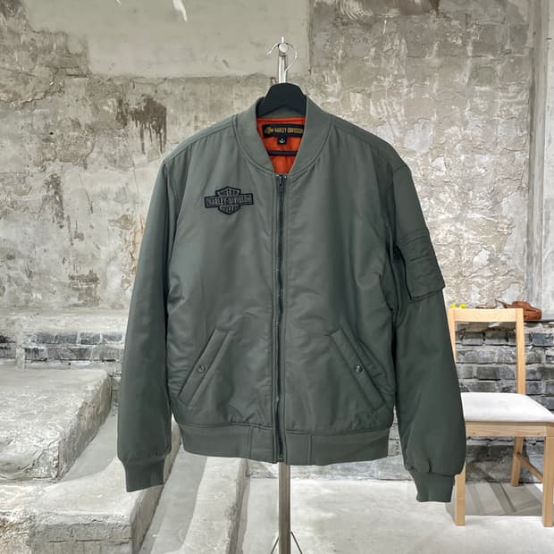 할리 데이비슨 카키 MA-1 나일론 봄버 자켓