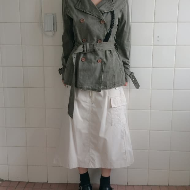 Belted double button jacket