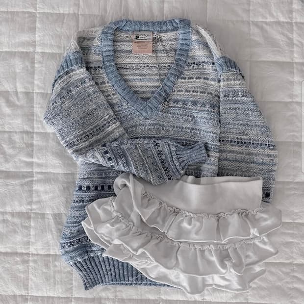 (판매) 꾸레쥬 니트 courreges 스카이블루 하늘 꾸레주 빈티지